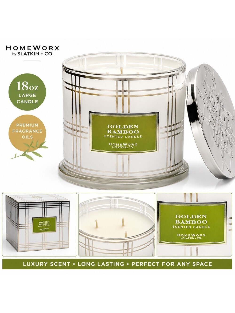 NEW Homeworx by Harry Slatkin Golden Bamboo Scented Candle 18 oz